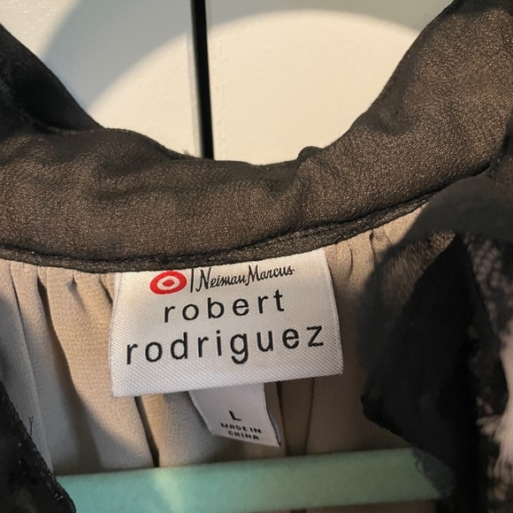 Robert Rodriquez Black Ruffled Peplum Blouse by Neiman Marcus L elegant rich - Picture 4 of 8